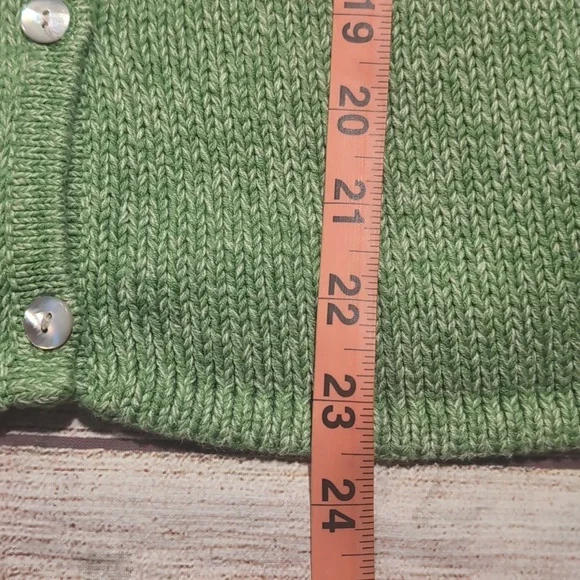 L.L. Bean Women's Green Knit Cotton Button Front Cardigan Size M - Picture 9 of 10